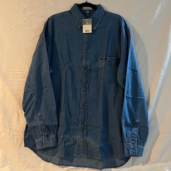 Vintage NWT GUESS Jeans USA Shirt Mens Denim 80s Size L - Picture 1 of 5